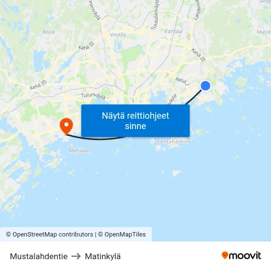 Mustalahdentie to Matinkylä map