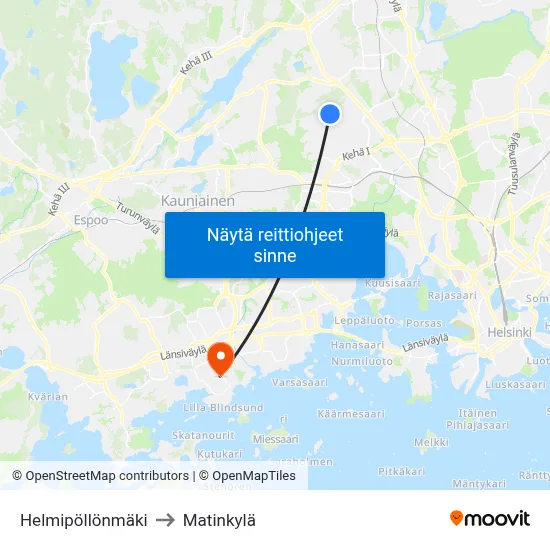 Helmipöllönmäki to Matinkylä map