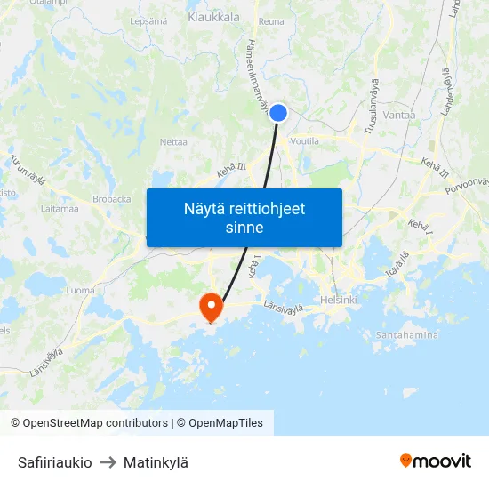 Safiiriaukio to Matinkylä map