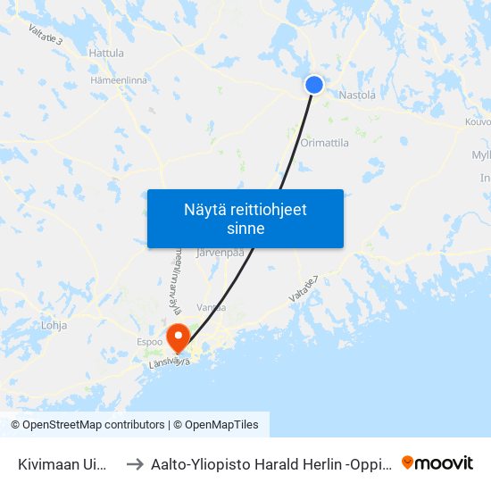 Kivimaan Uimahalli to Aalto-Yliopisto Harald Herlin -Oppimiskeskus map