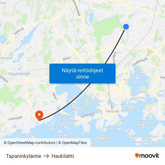 Tapaninkyläntie to Haukilahti map