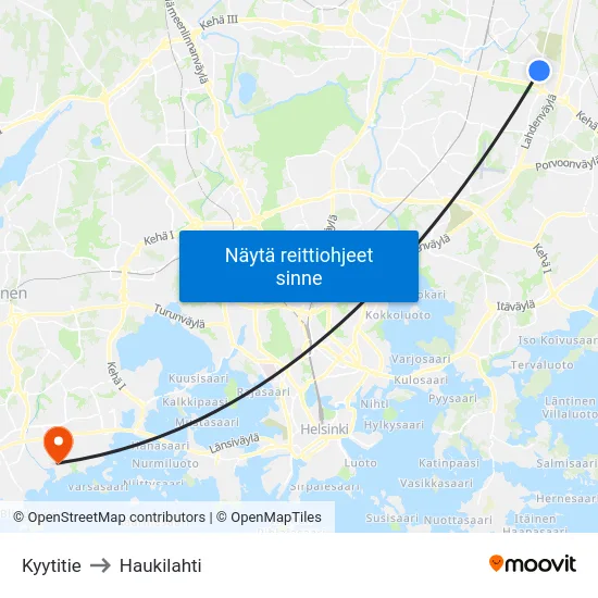 Kyytitie to Haukilahti map