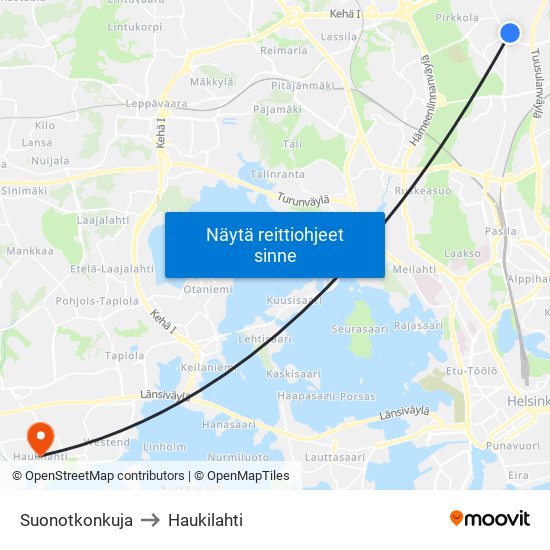 Suonotkonkuja to Haukilahti map