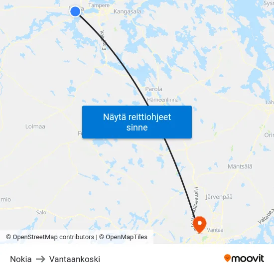 Nokia to Vantaankoski map