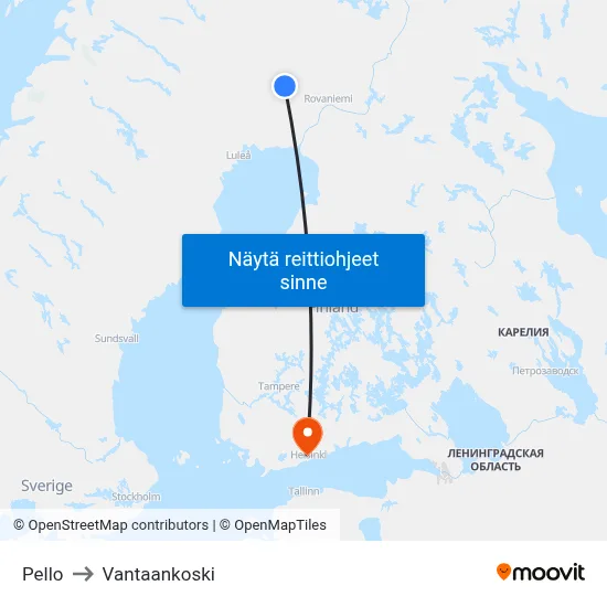 Pello to Vantaankoski map