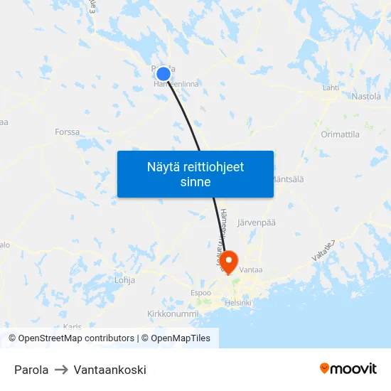 Parola to Vantaankoski map