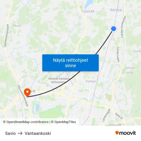 Savio to Vantaankoski map