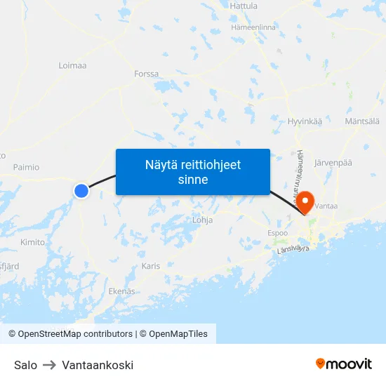 Salo to Vantaankoski map