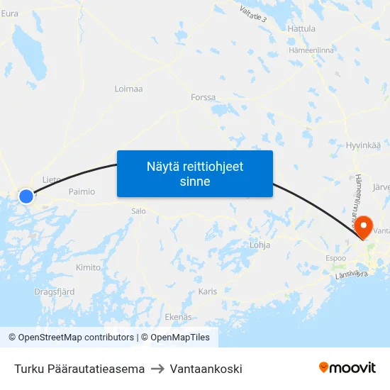 Turku Päärautatieasema to Vantaankoski map