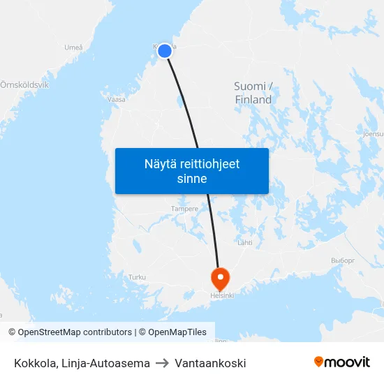 Kokkola, Linja-Autoasema to Vantaankoski map