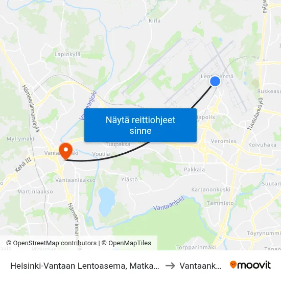Helsinki-Vantaan Lentoasema, Matkakeskus to Vantaankoski map
