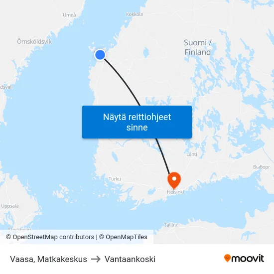 Vaasa, Matkakeskus to Vantaankoski map