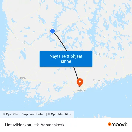 Lintuviidankatu to Vantaankoski map