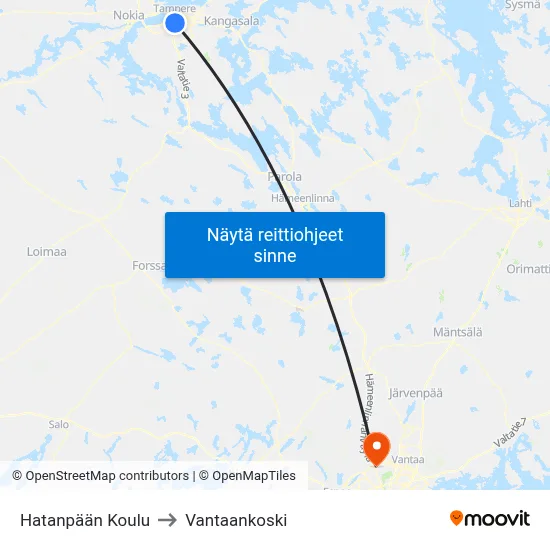 Hatanpään Koulu to Vantaankoski map