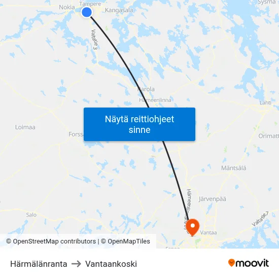Härmälänranta to Vantaankoski map