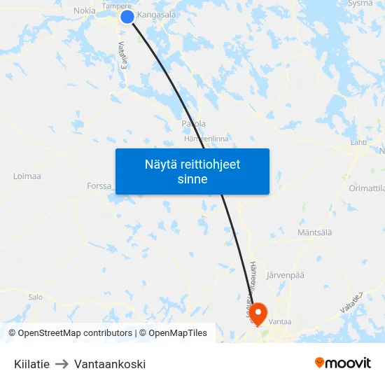 Kiilatie to Vantaankoski map