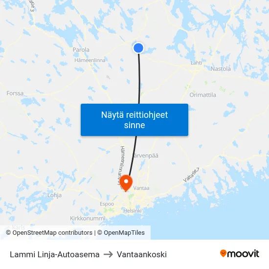 Lammi Linja-Autoasema to Vantaankoski map