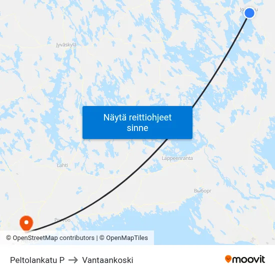 Peltolankatu P to Vantaankoski map