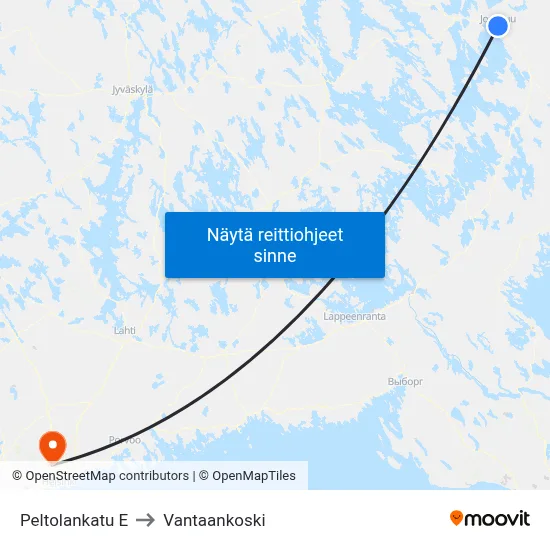 Peltolankatu E to Vantaankoski map