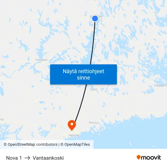 Nova 1 to Vantaankoski map