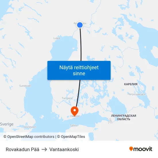 Rovakadun Pää to Vantaankoski map
