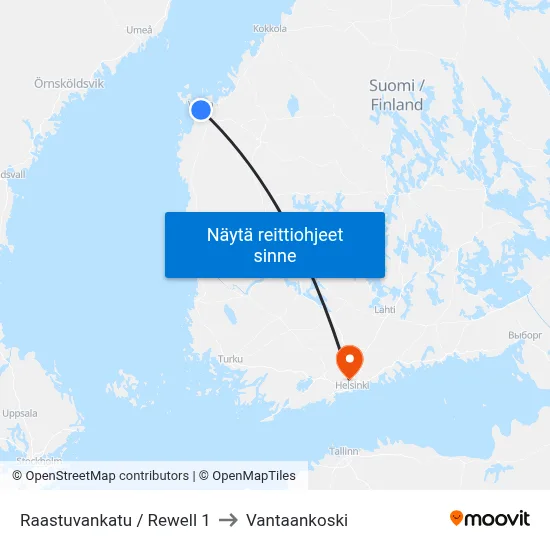 Raastuvankatu / Rewell 1 to Vantaankoski map