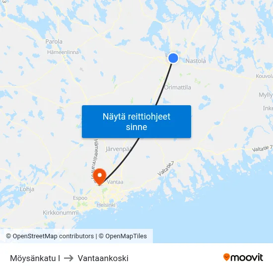 Möysänkatu I to Vantaankoski map