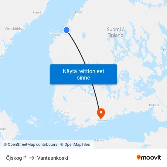 Öjskog P to Vantaankoski map
