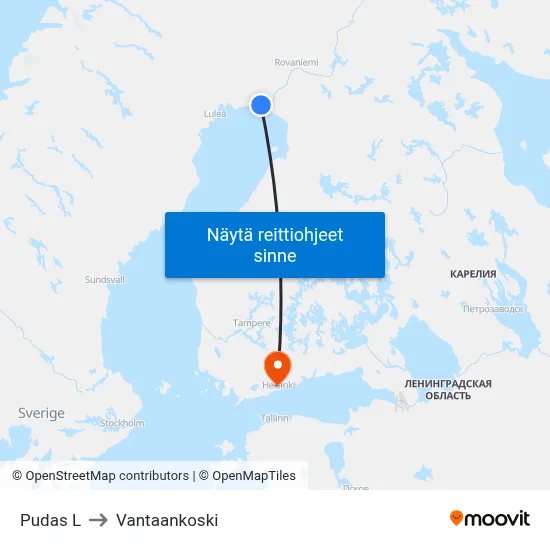 Pudas L to Vantaankoski map