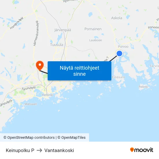 Keinupolku P to Vantaankoski map