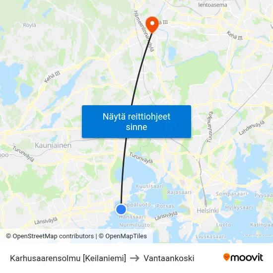 Karhusaarensolmu [Keilaniemi] to Vantaankoski map