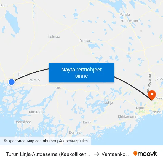 Turun Linja-Autoasema (Kaukoliikenne) to Vantaankoski map