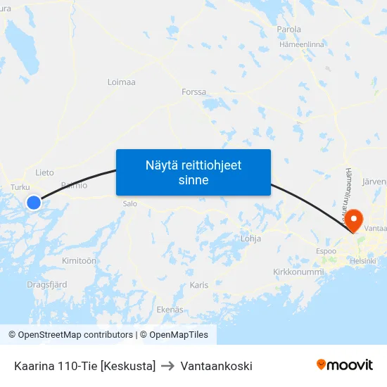 Kaarina 110-Tie [Keskusta] to Vantaankoski map