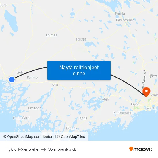 Tyks T-Sairaala | 🏥 to Vantaankoski map
