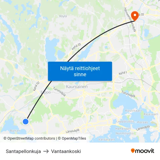 Santapellonkuja to Vantaankoski map
