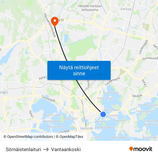 Sörnäistenlaituri to Vantaankoski map