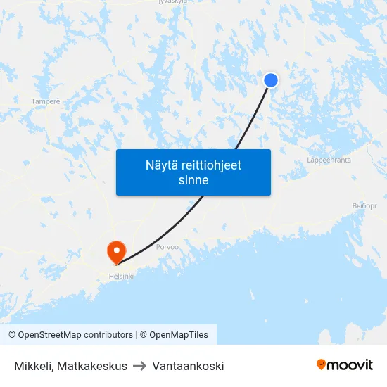 Mikkeli, Matkakeskus to Vantaankoski map