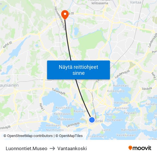Luonnontiet.Museo to Vantaankoski map