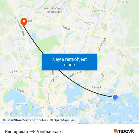 Rantapuisto to Vantaankoski map
