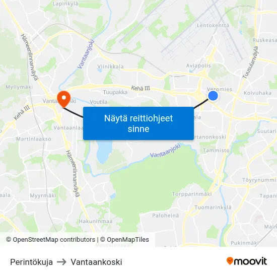 Perintökuja to Vantaankoski map