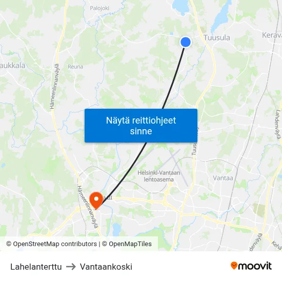 Lahelanterttu to Vantaankoski map