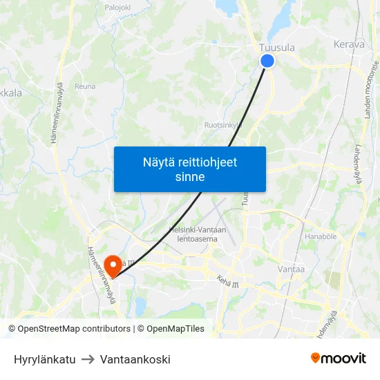 Hyrylänkatu to Vantaankoski map