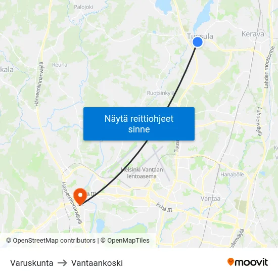 Varuskunta to Vantaankoski map