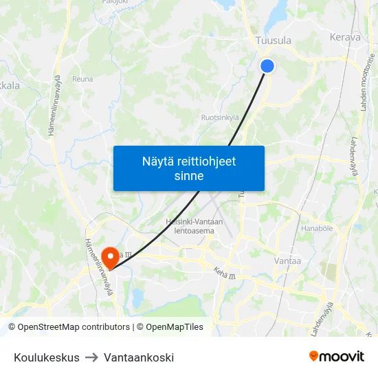 Koulukeskus to Vantaankoski map