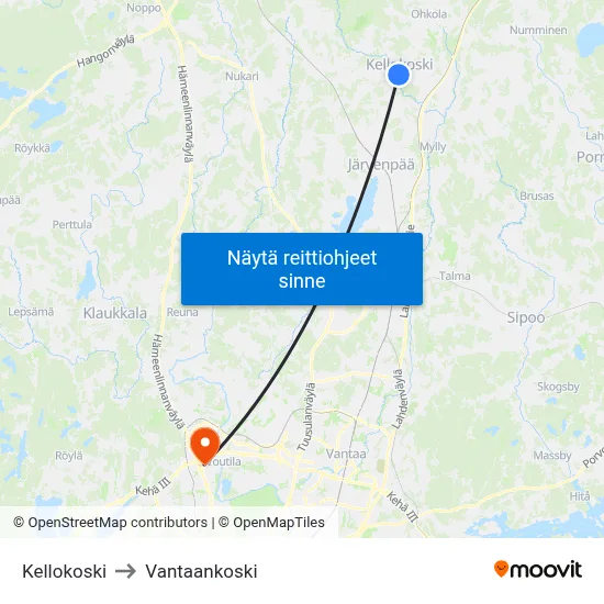 Kellokoski to Vantaankoski map