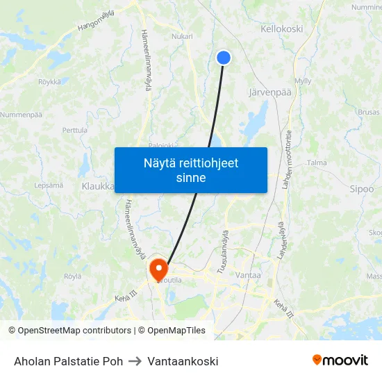 Aholan Palstatie Poh to Vantaankoski map