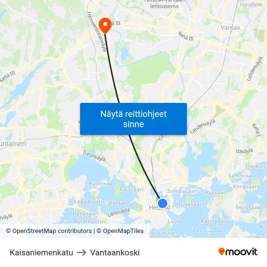 Kaisaniemenkatu to Vantaankoski map