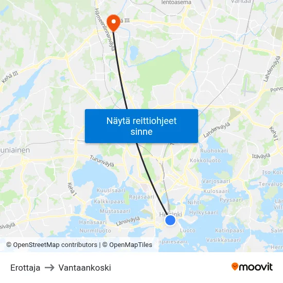 Erottaja to Vantaankoski map