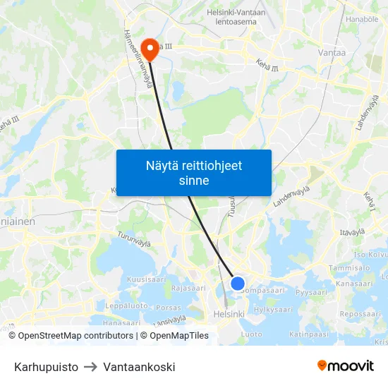 Karhupuisto to Vantaankoski map