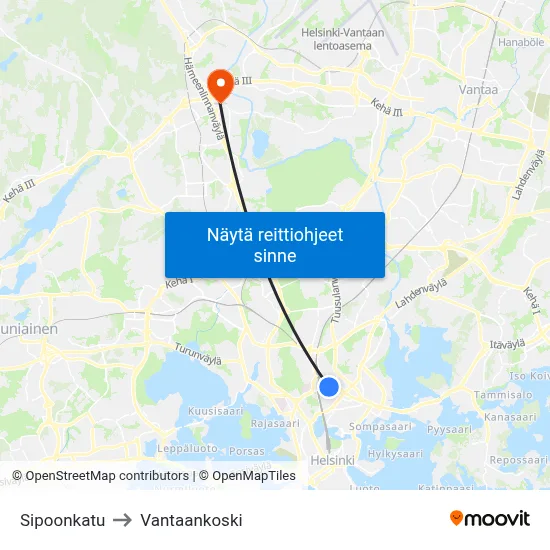 Sipoonkatu to Vantaankoski map